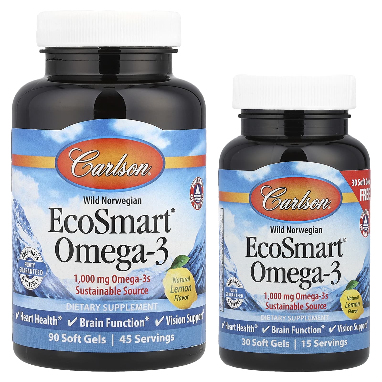 Carlson Labs - Smart Omega-3 1000mg Naturlig Citron - 120 Kapsler