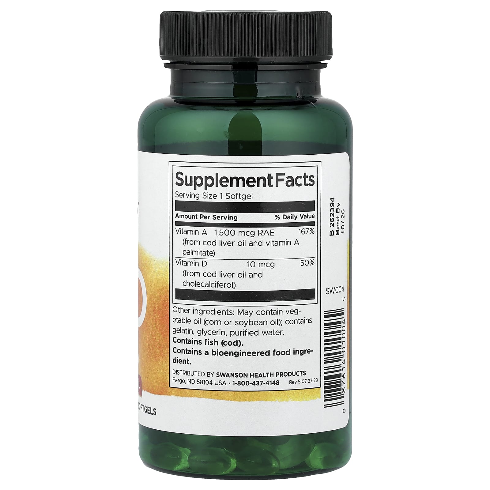 Swanson Vitamins A & D näringsfakta och ingredienser