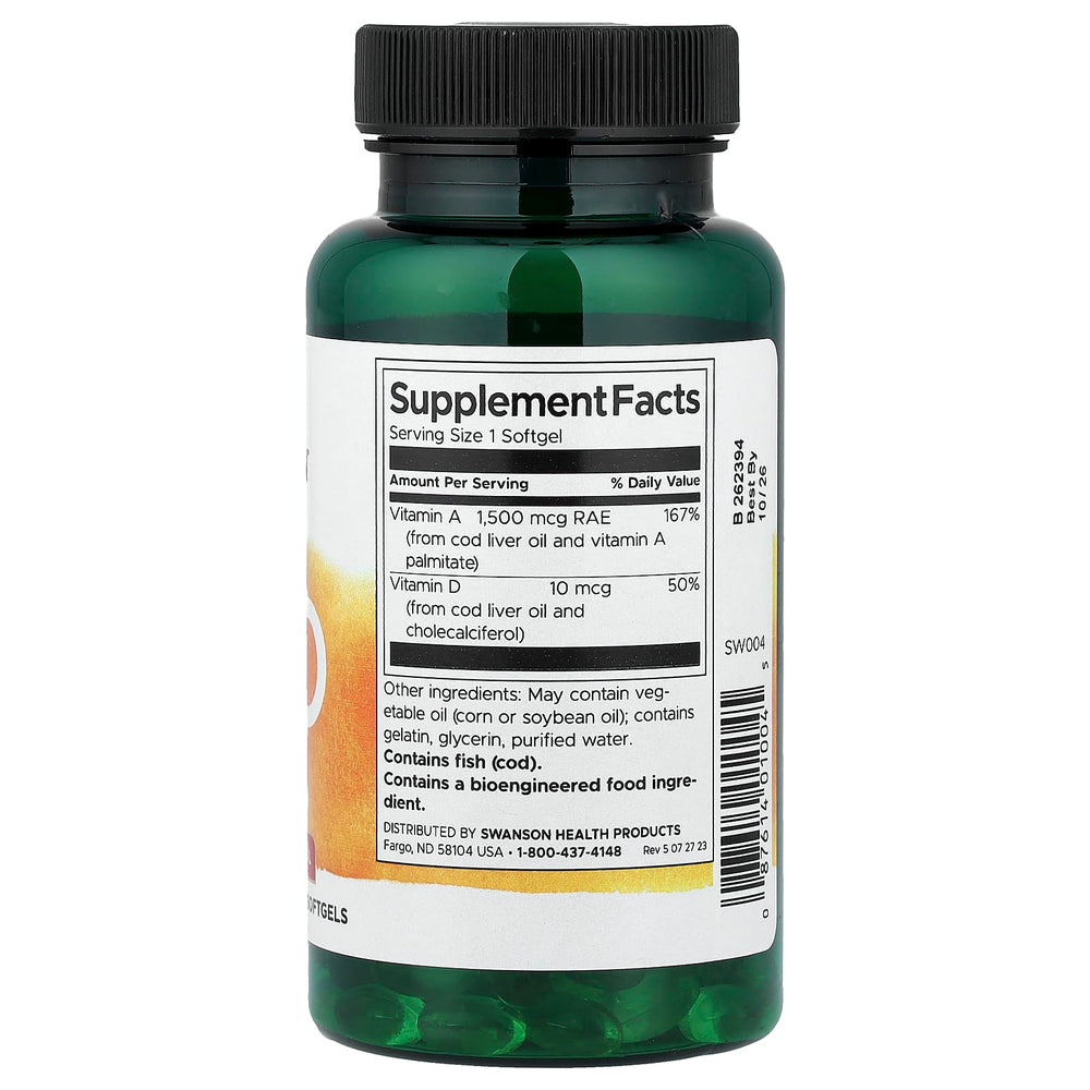 Swanson Vitamins A & D näringsfakta och ingredienser