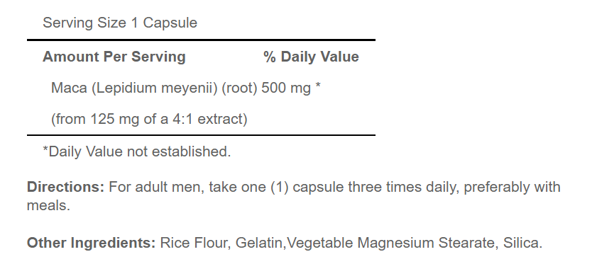 Puritan's Pride - Maca - 500mg - 60 Caps