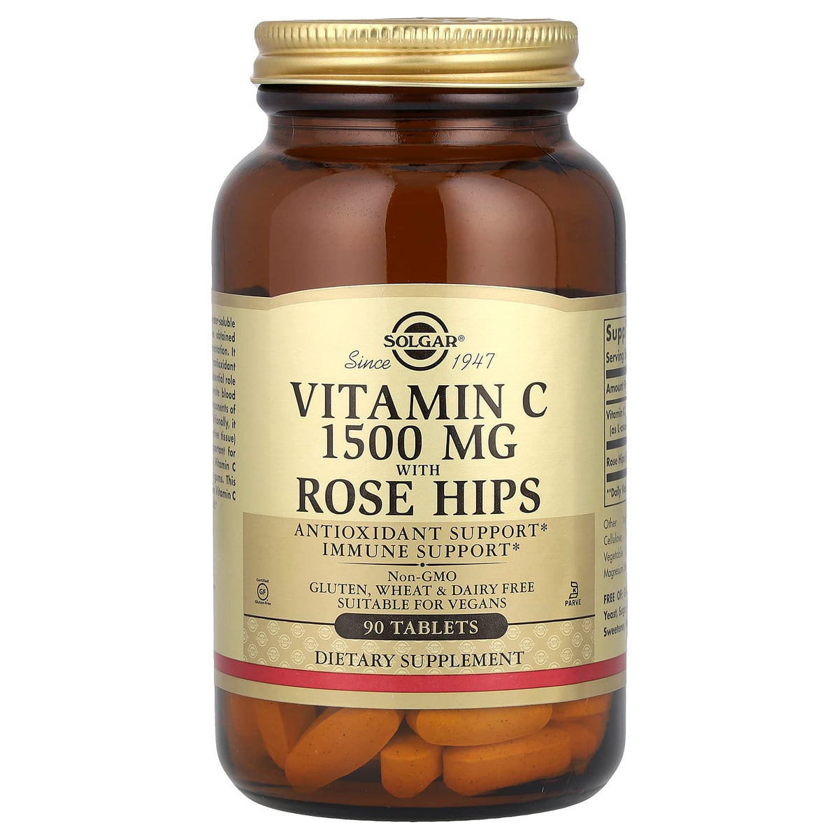 Vitamin C med Rosehöftsber baksida näringsfakta