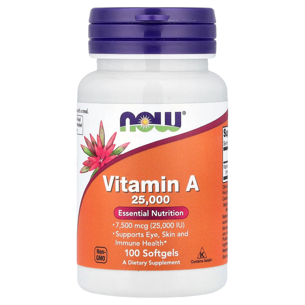 Now Foods Vitamin A 25,000IU ingredienser lista