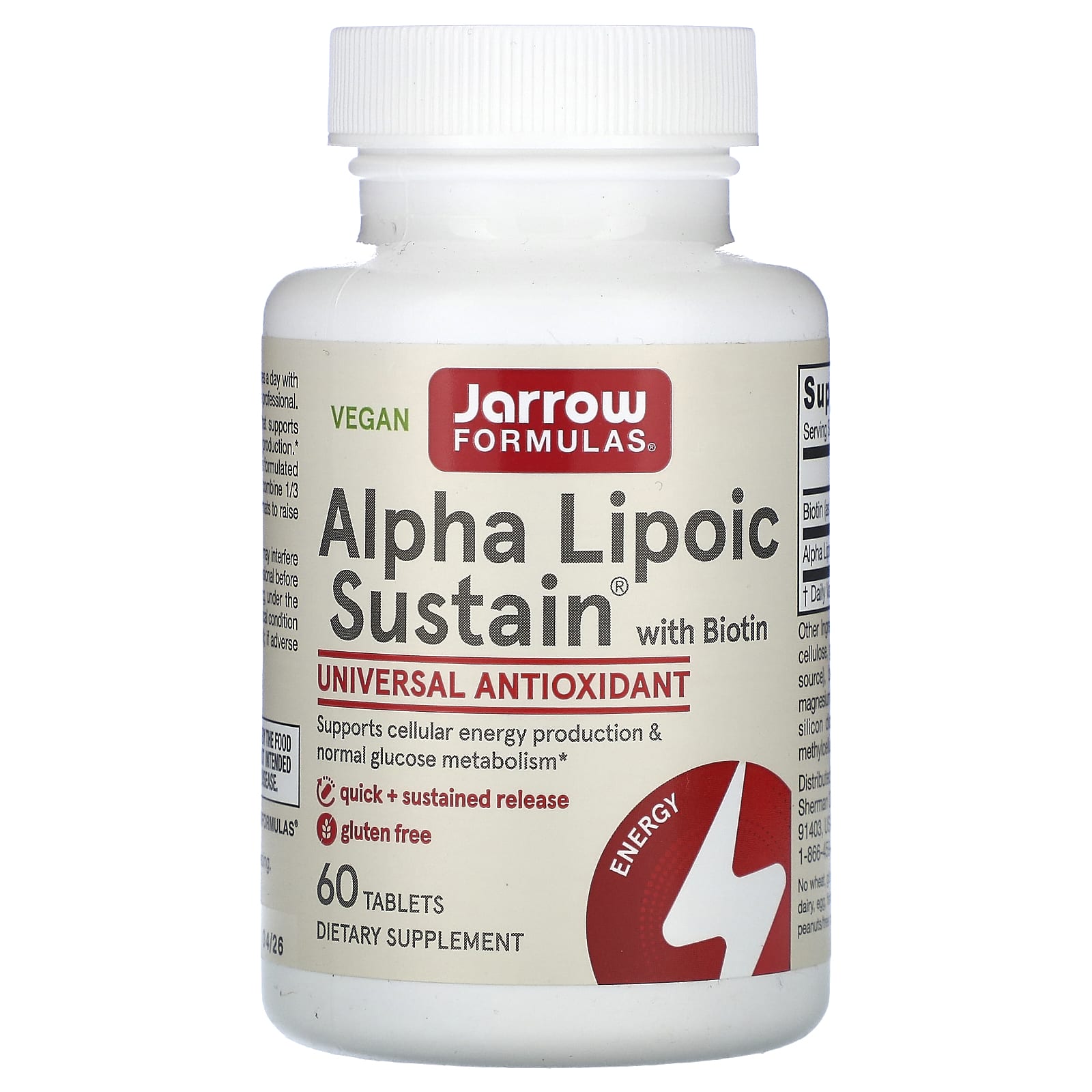 Alpha Lipoic Sustain baksida med näringsfakta