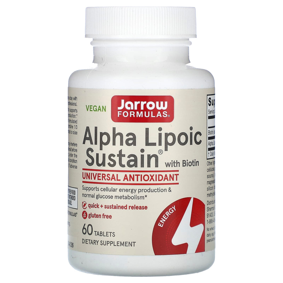 Alpha Lipoic Sustain baksida med näringsfakta