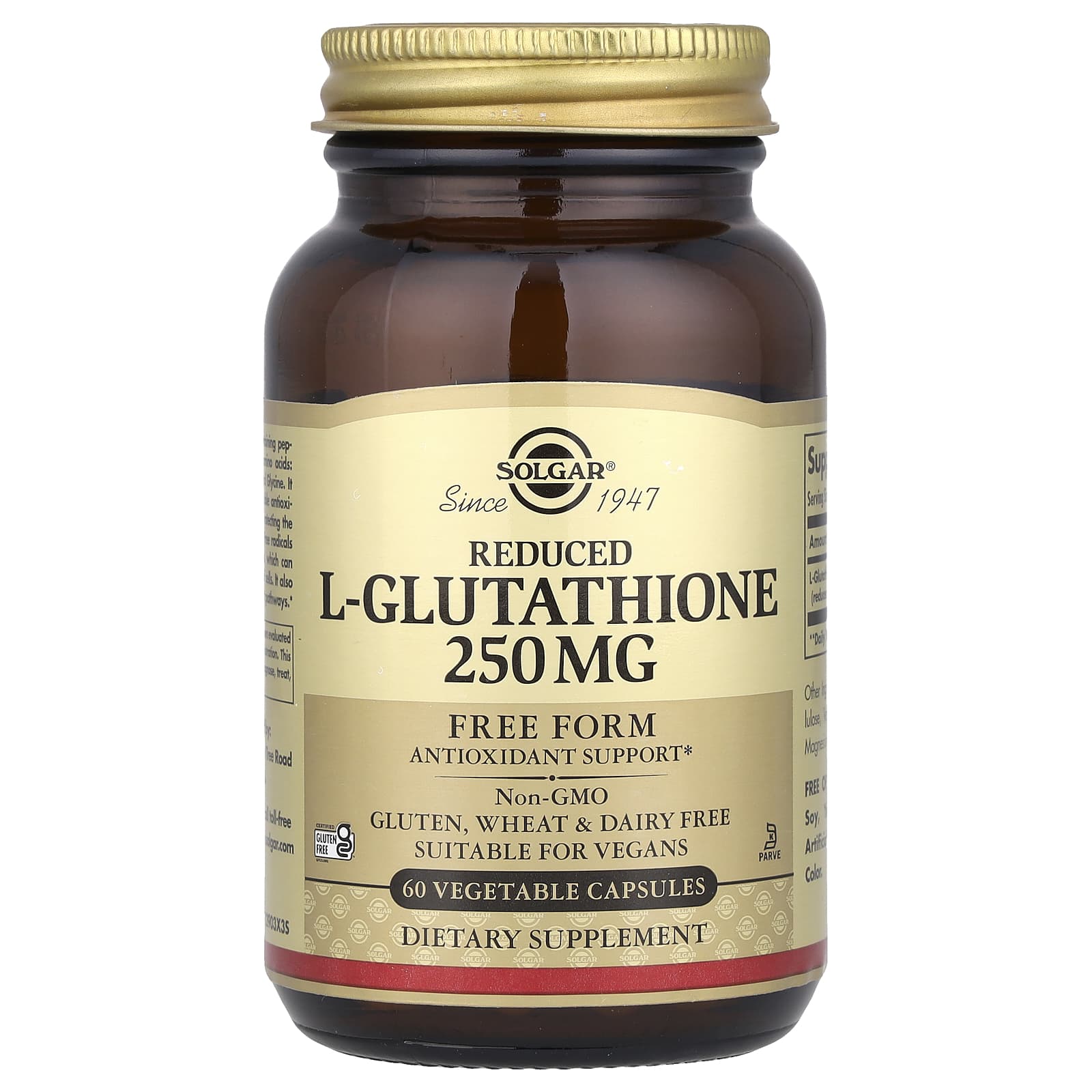 Solgar Reduced L-Glutathione kapsel närbild