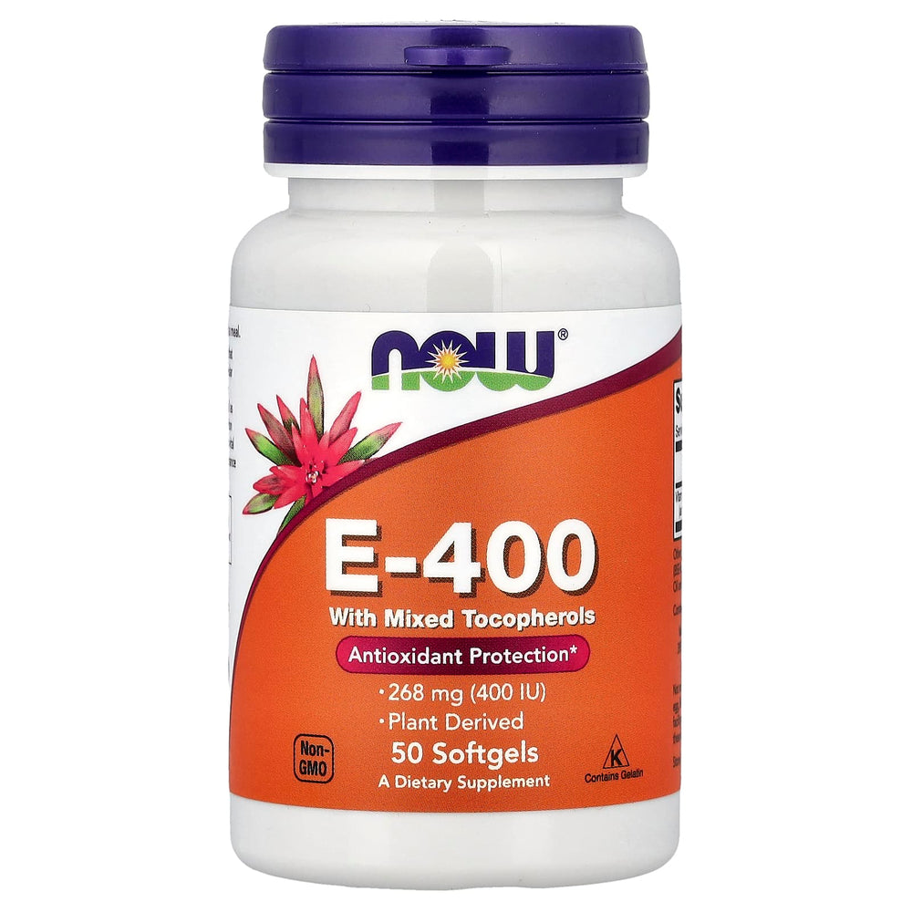 Now Foods Natural E-400 baksida näringsfakta