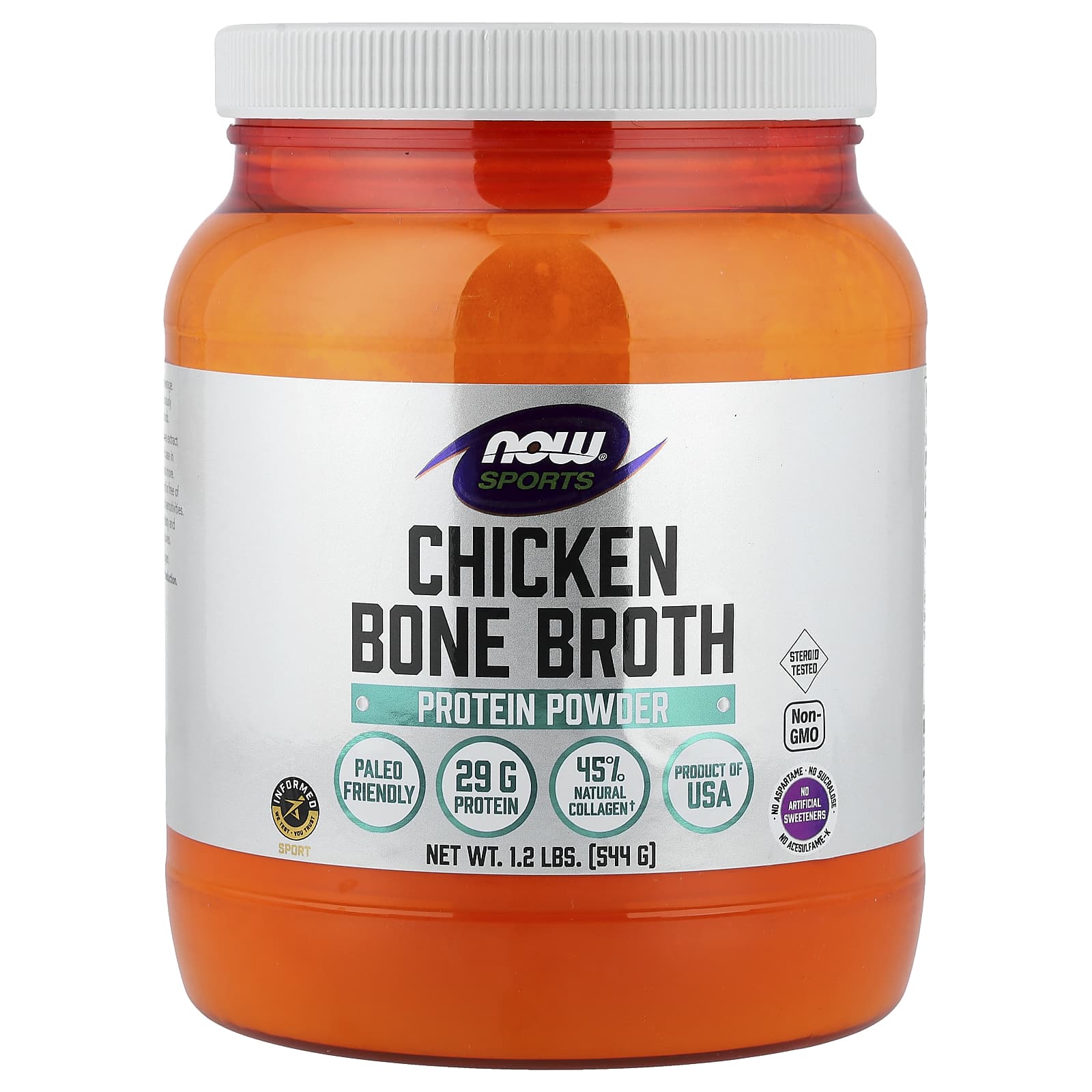 NOW Foods Chicken Bone Broth Protein Powder baksida