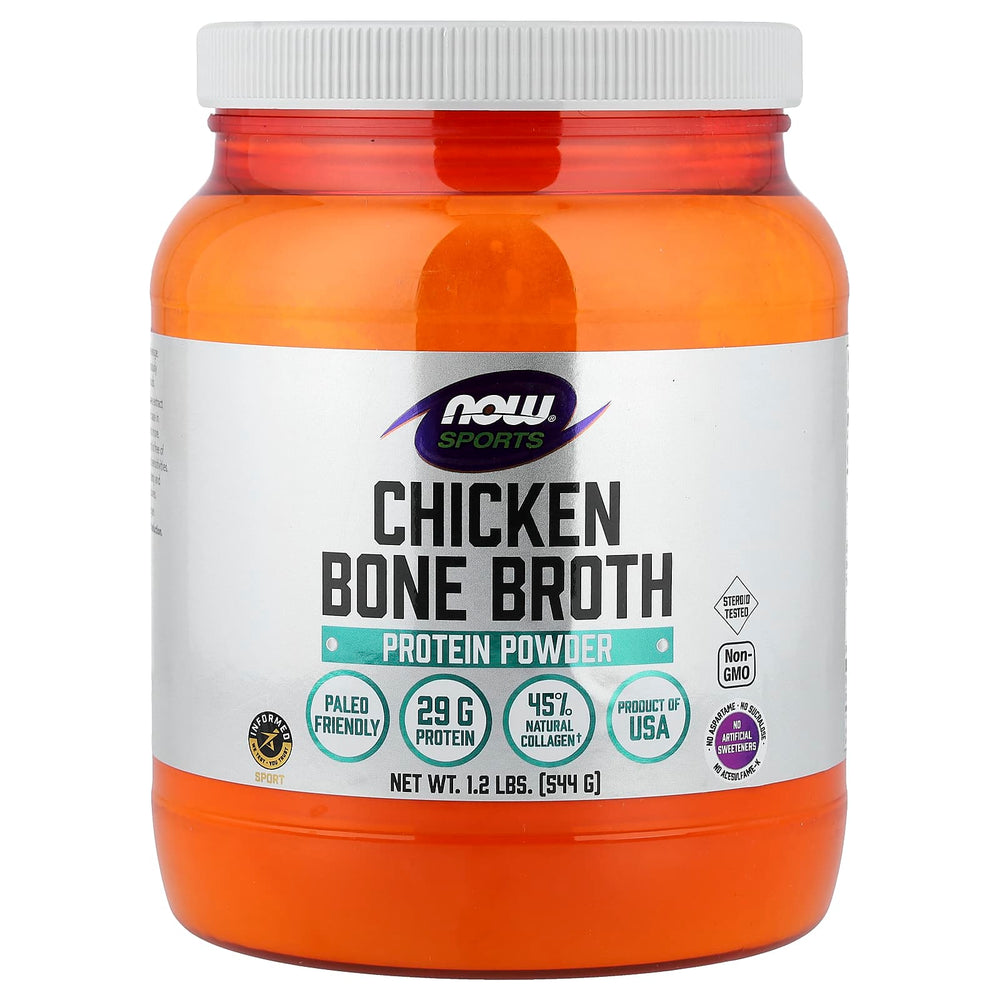 NOW Foods Chicken Bone Broth Protein Powder baksida