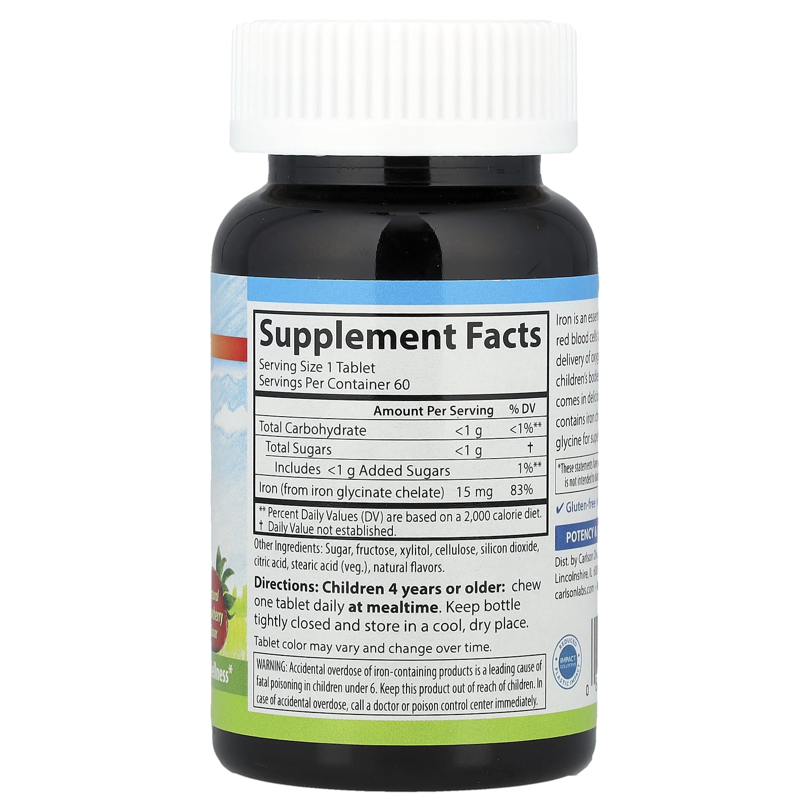 Kid's Gummies Iron ingredienser etikett