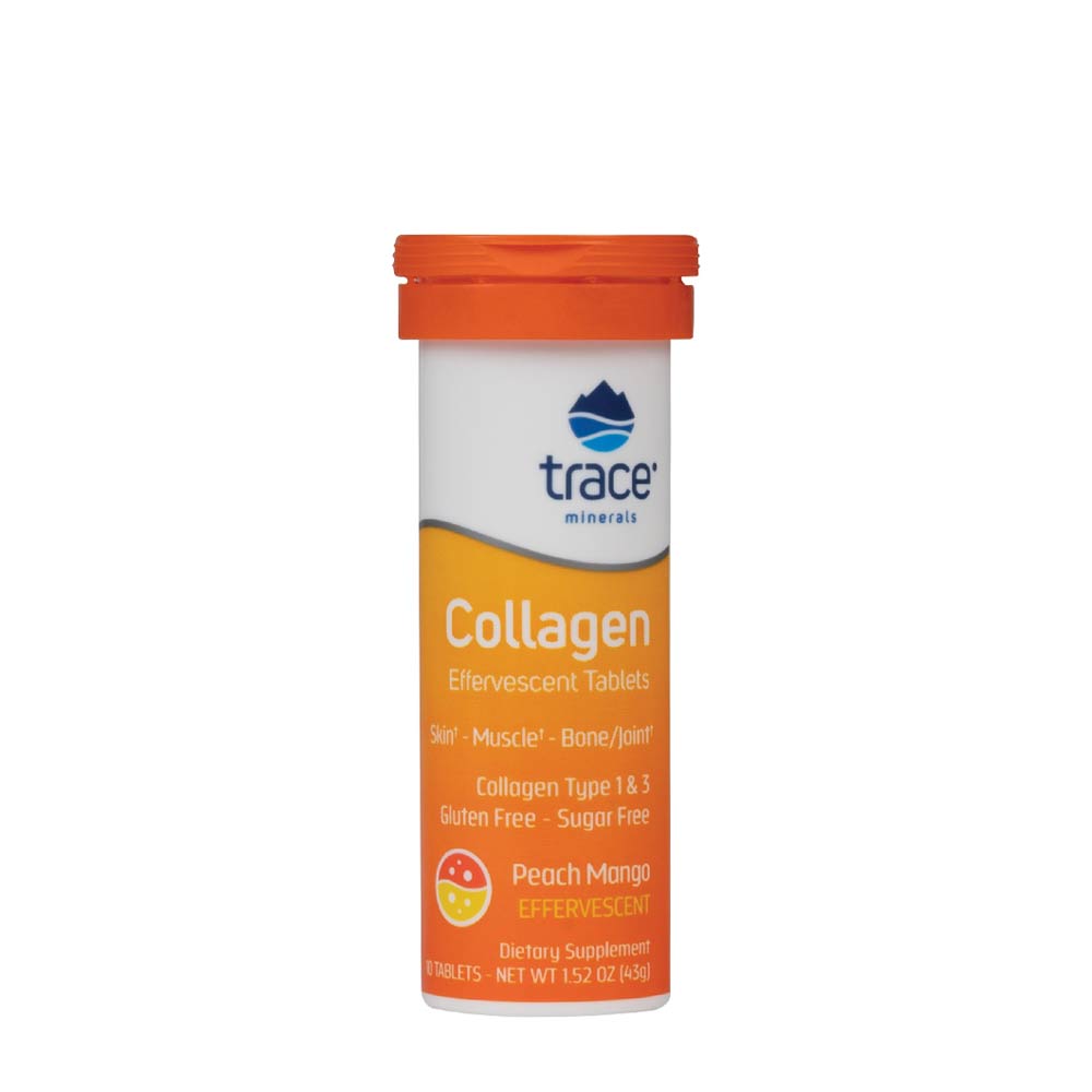 Trace Minerals - Collagen Effervescent - Peach Mango - 10 Effervescent Tabs - 10 Tabs / 1.52oz (43g)