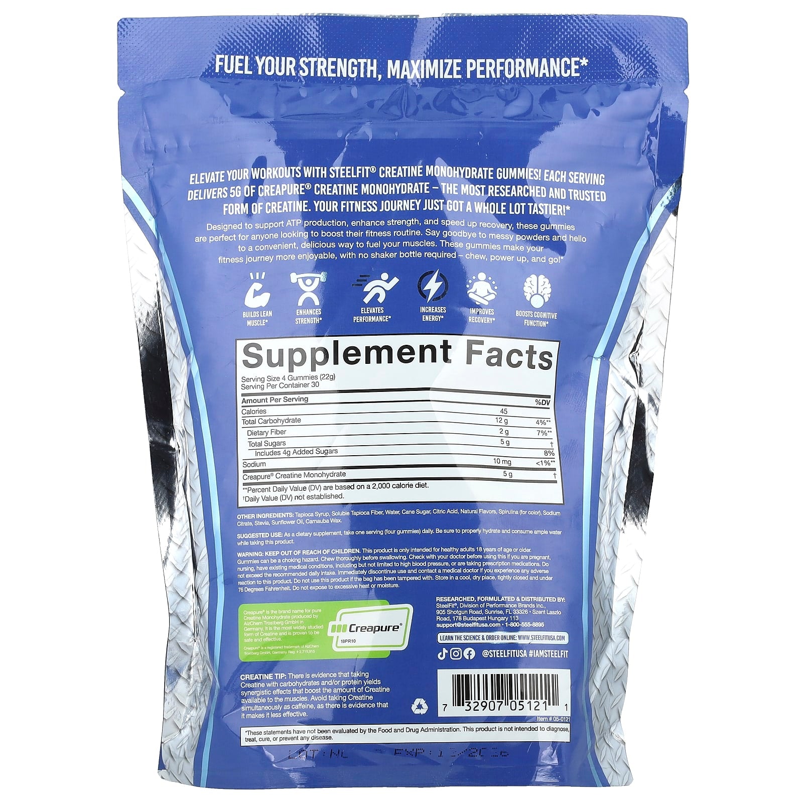 SteelFit Creatine Monohydrate Gummies öppen burk