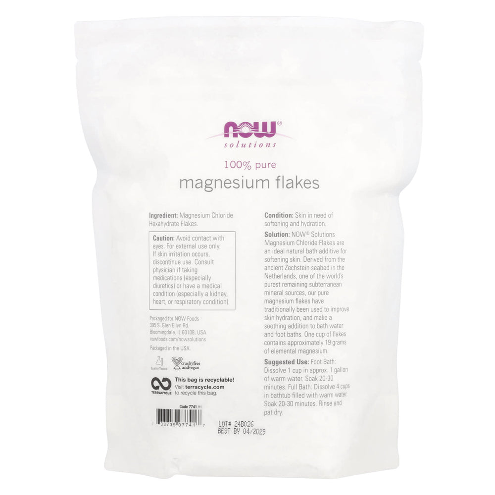 NOW Foods Magnesium Flakes ingredienser & instruktioner