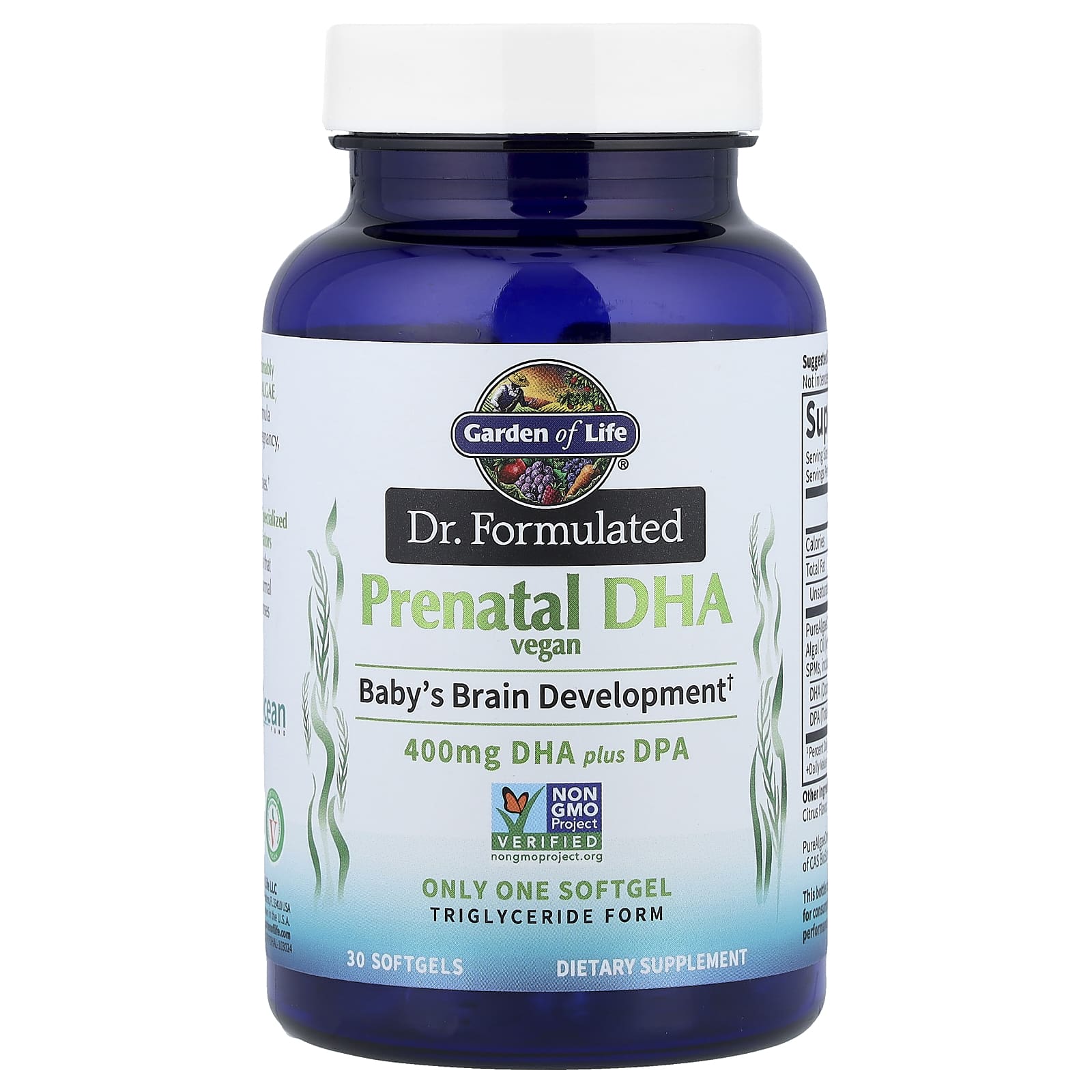Dr. Formulated Prenatal DHA baksida näringsfakta