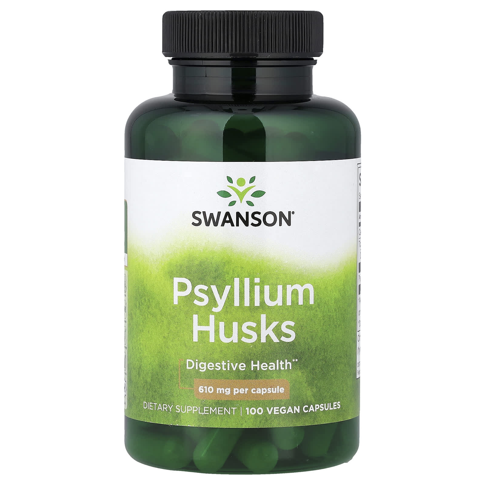 Psyllium Husks 610 mg baksida näringsfakta