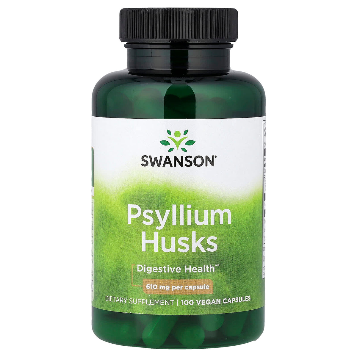 Psyllium Husks 610 mg baksida näringsfakta