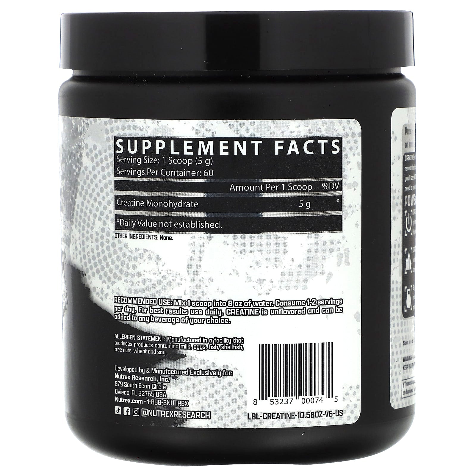 Creatine Monohydrate 300g ingredienser lista