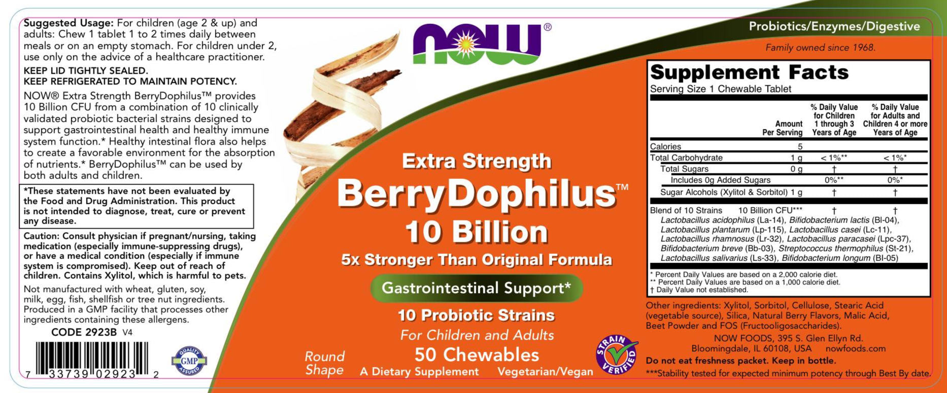 NOW Foods - BerryDophilus 10 Billion (KORT UDLØBSDATO 2026-09-30)