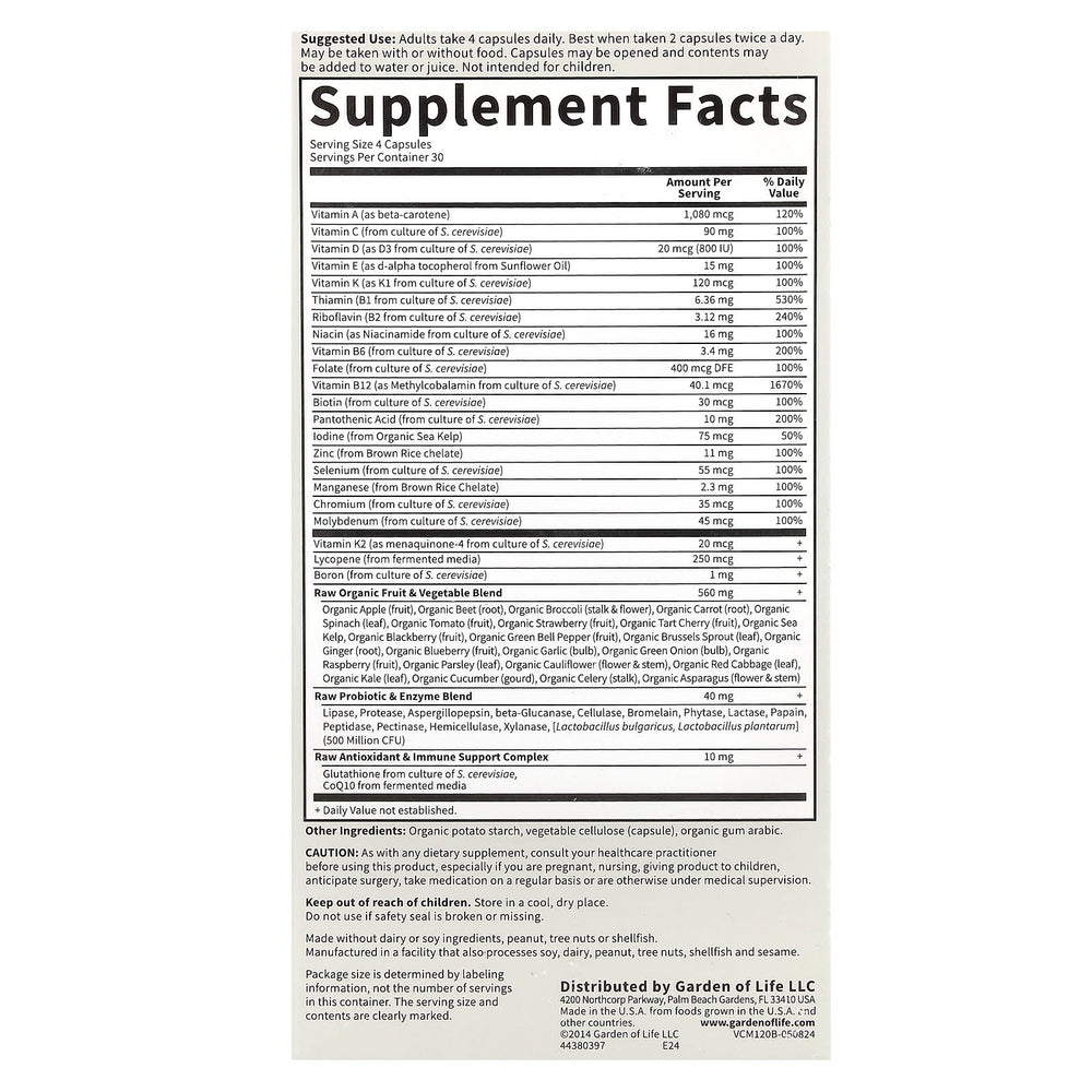 Garden Of Life Vitamin Code Men ingredienser