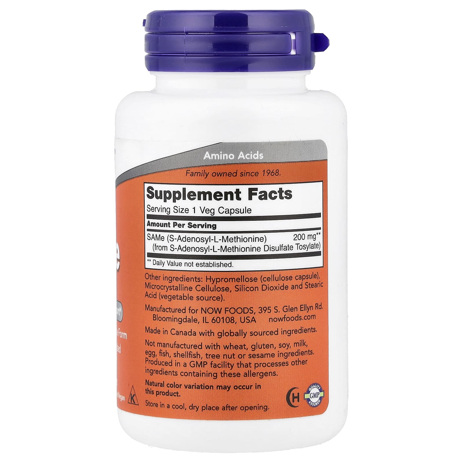 NOW Foods SAMe 200mg tabletter close-up