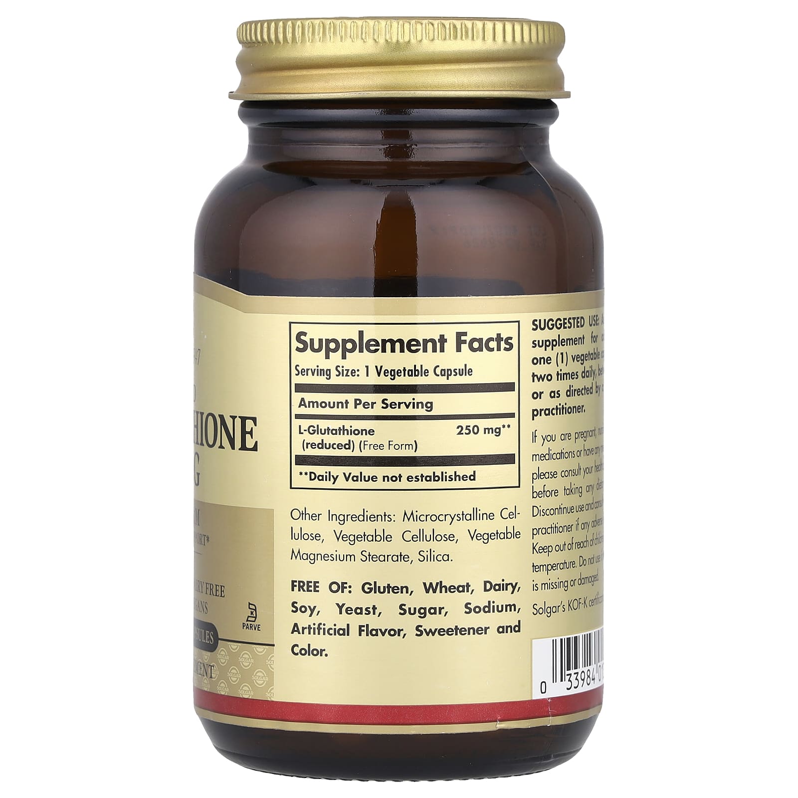 Solgar Reduced L-Glutathione etikett detalj