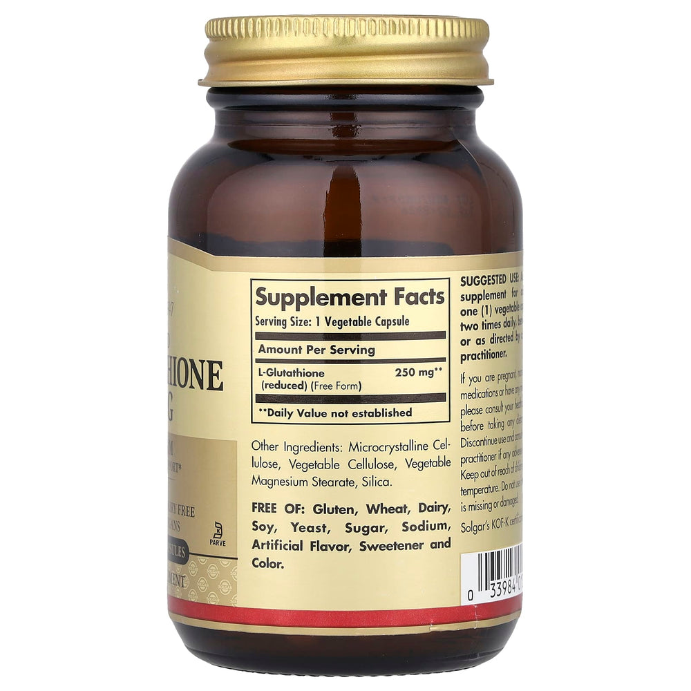 Solgar Reduced L-Glutathione etikett detalj