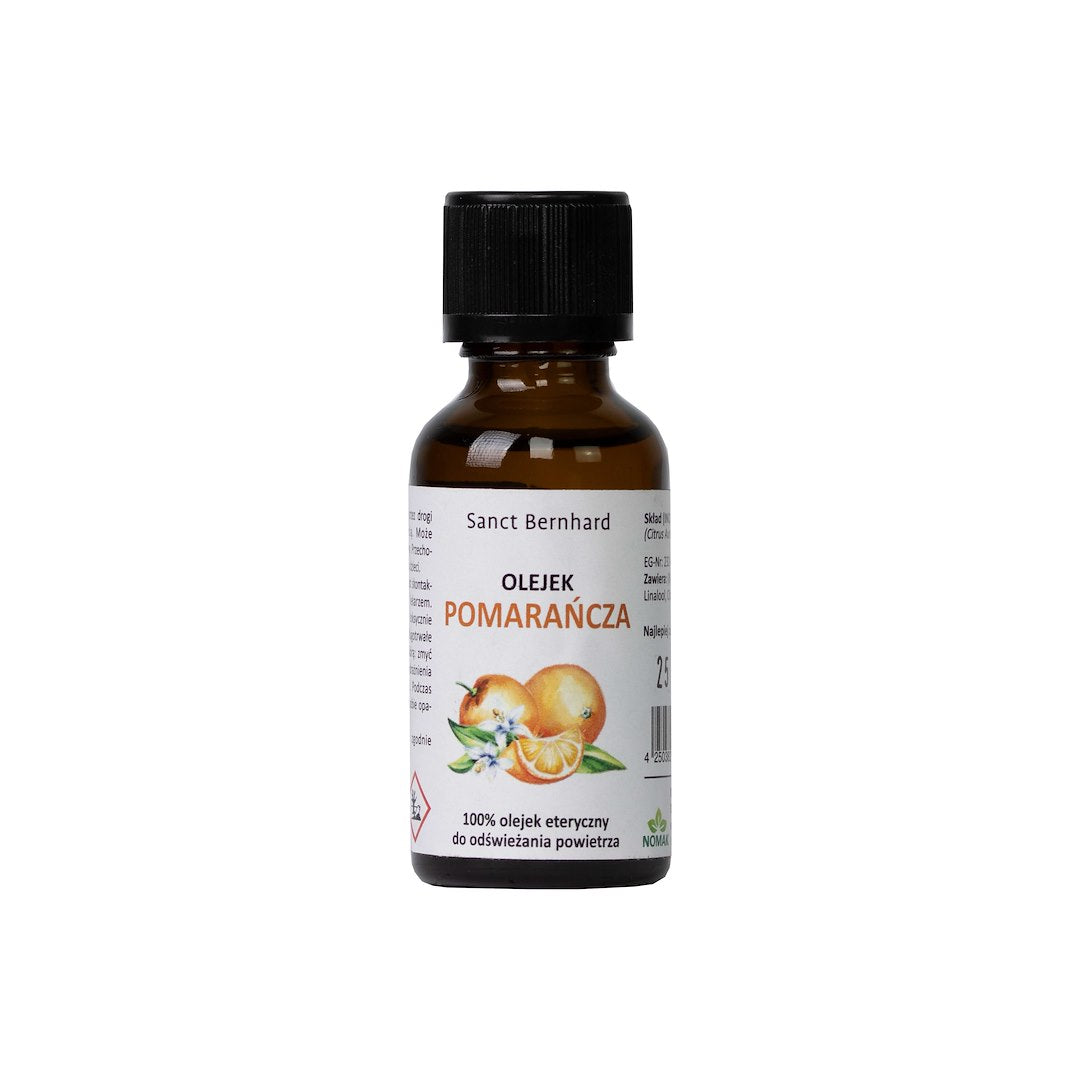 Apelsinölja Essential Oil baksida etikett