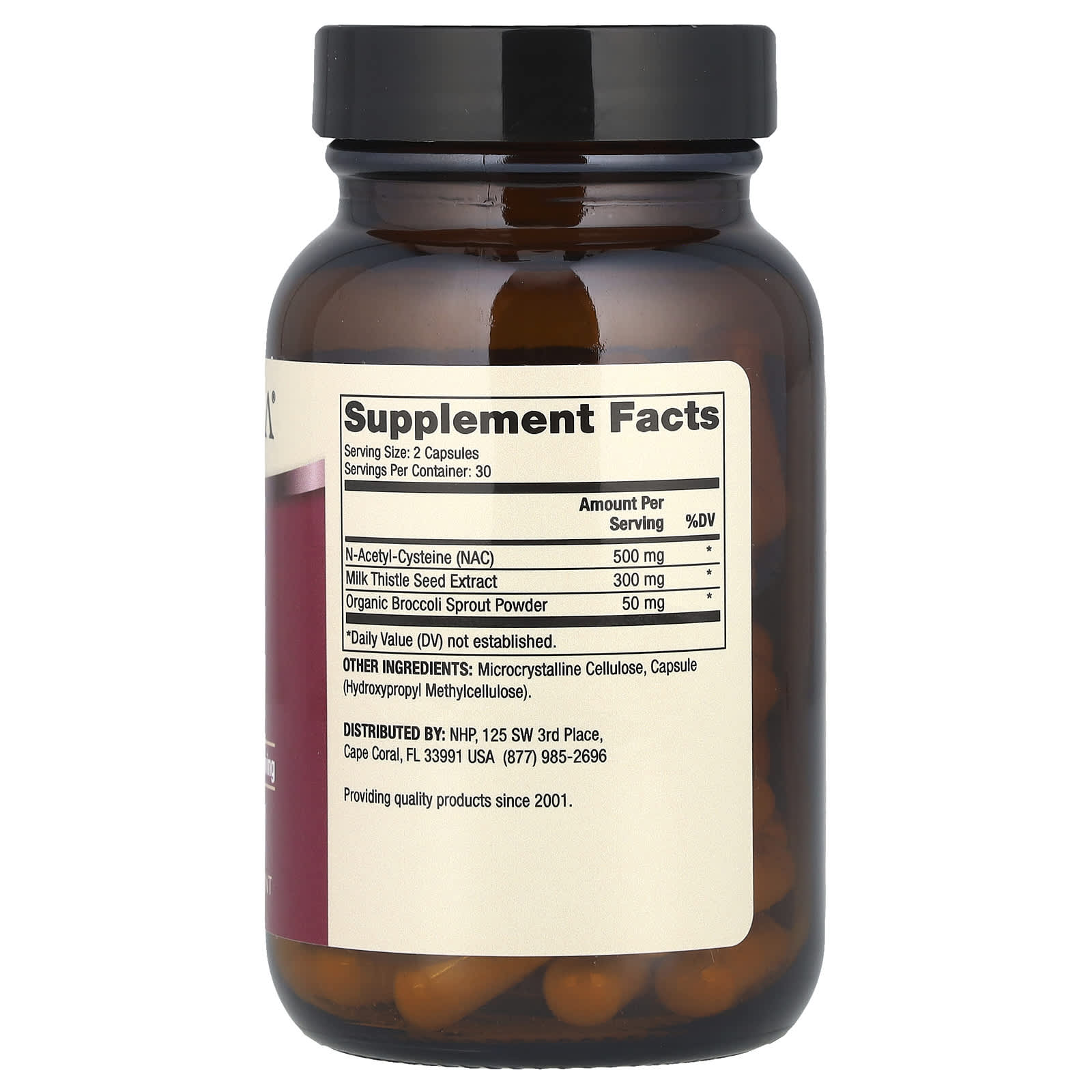 Dr. Mercola NAC With Milk Thistle baksida näringsfakta