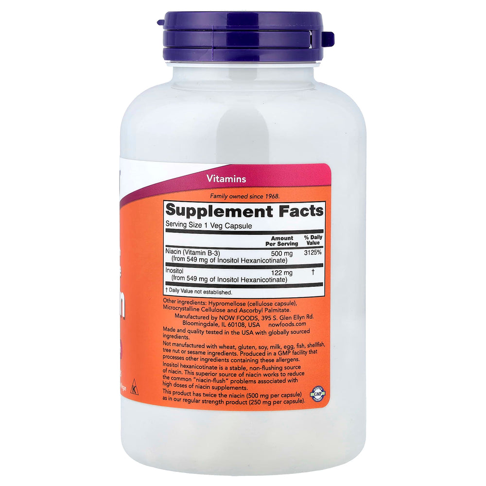 Flush-Free Niacin 500 mg baksida näringsfakta