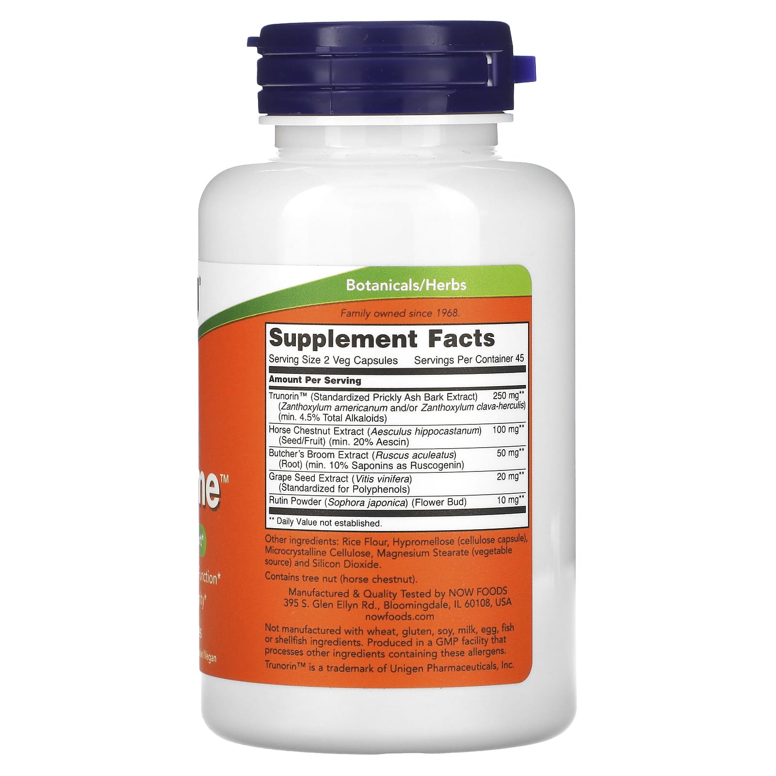 Vein Supreme ingredienser etikett
