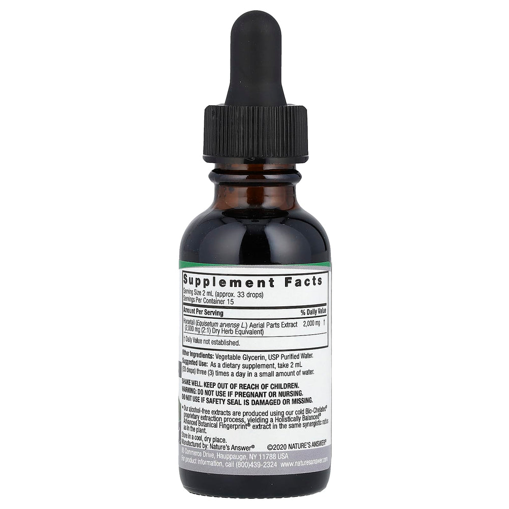Nature's Answer Horsetail Extract baksida med näringsfakta