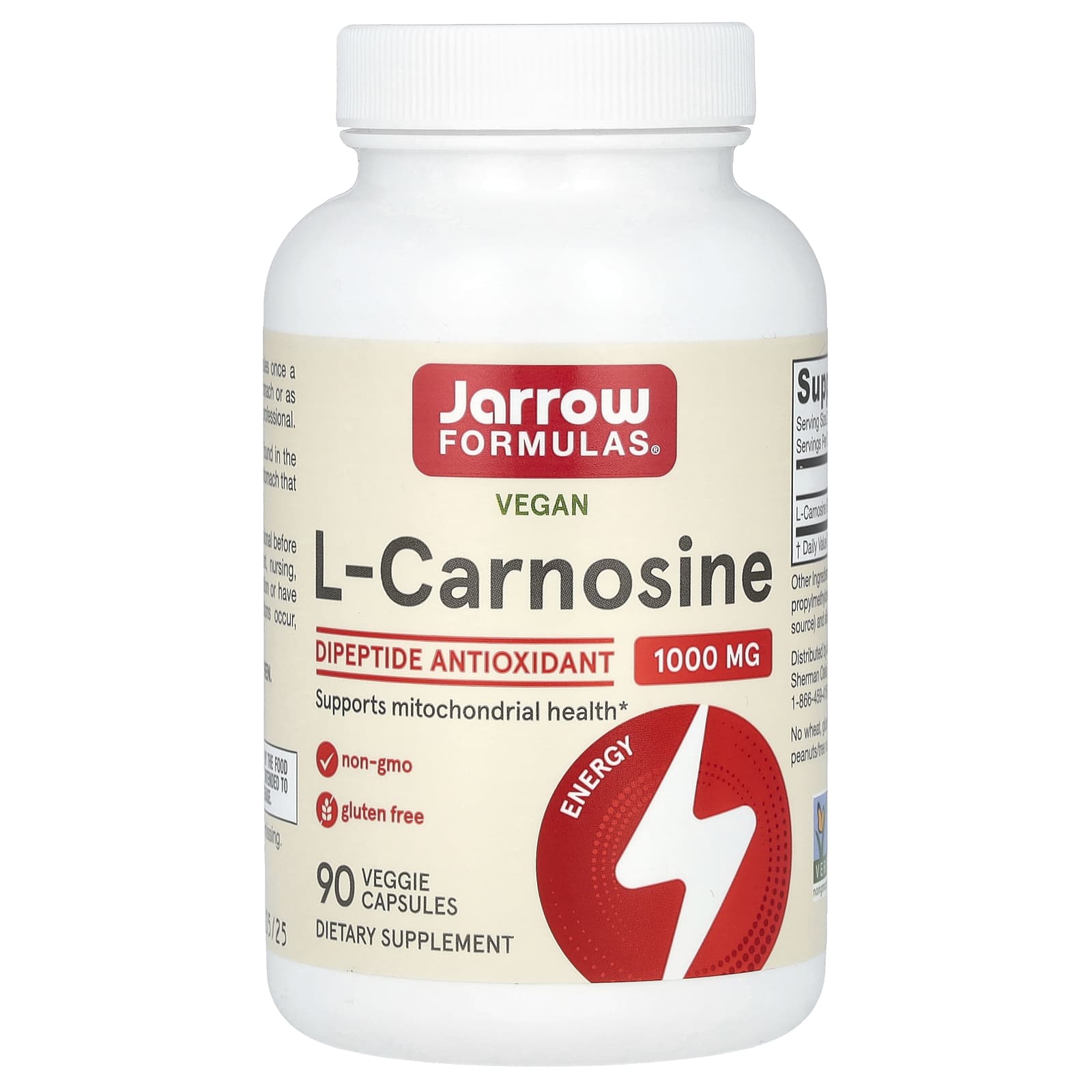 L-Carnosine 500 mg baksida näringsfakta