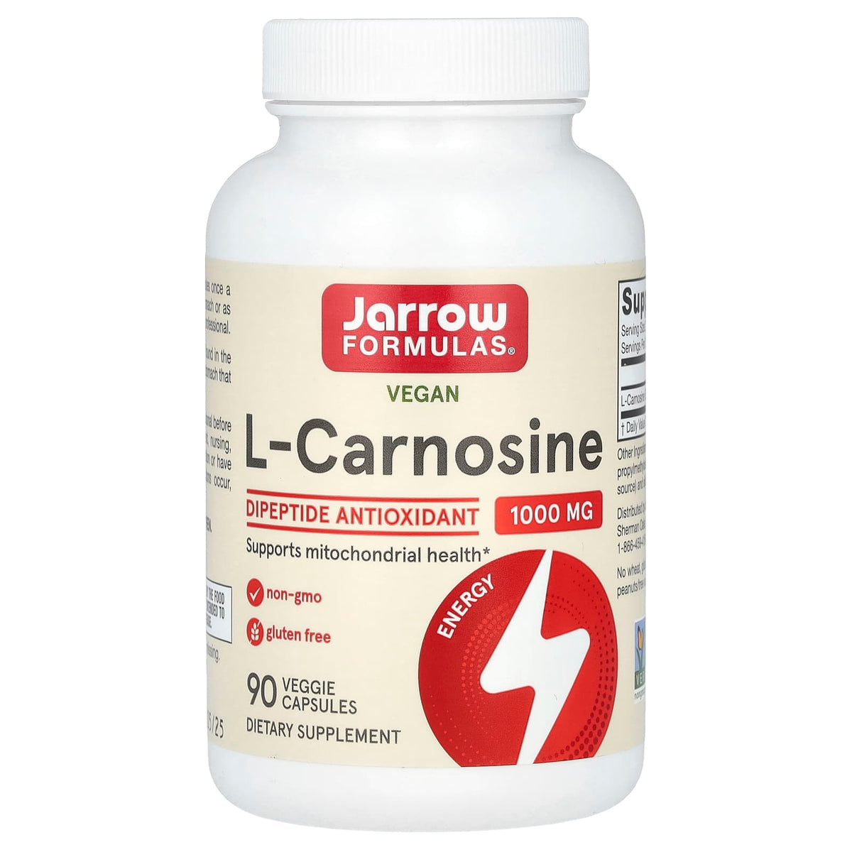 L-Carnosine 500 mg baksida näringsfakta