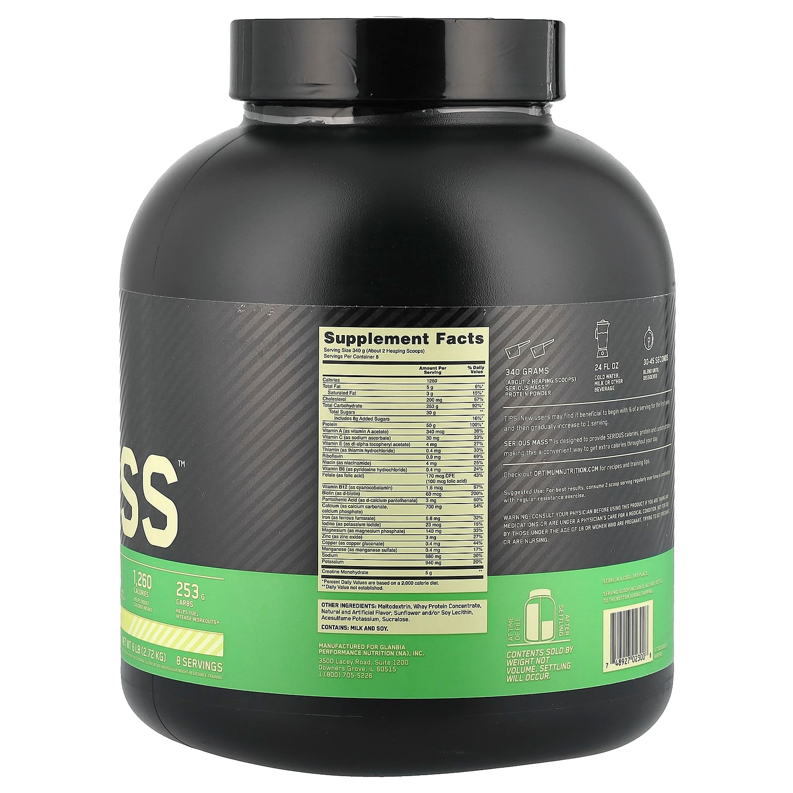 Optimum Nutrition Vanilla ingredienslista