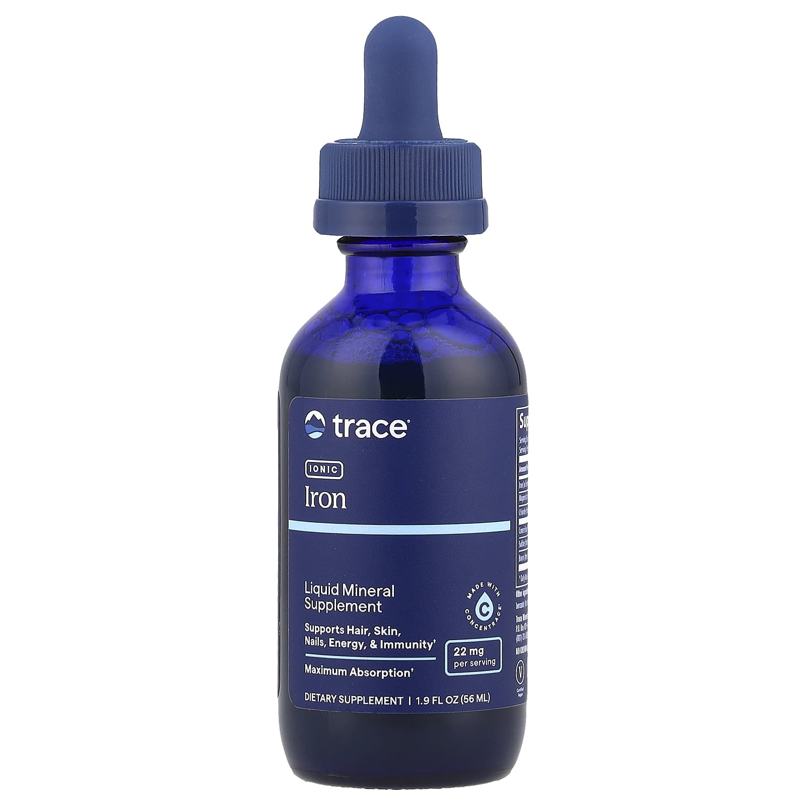 Trace Minerals Iron baksida näringsfakta