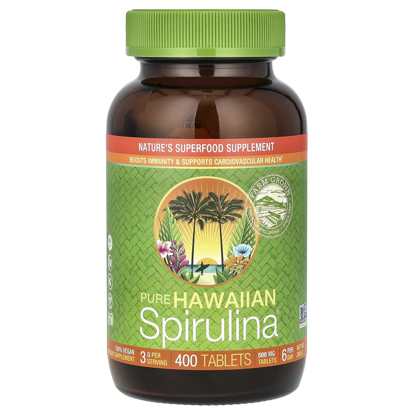 Pure Hawaiian Spirulina baksida näringsfakta