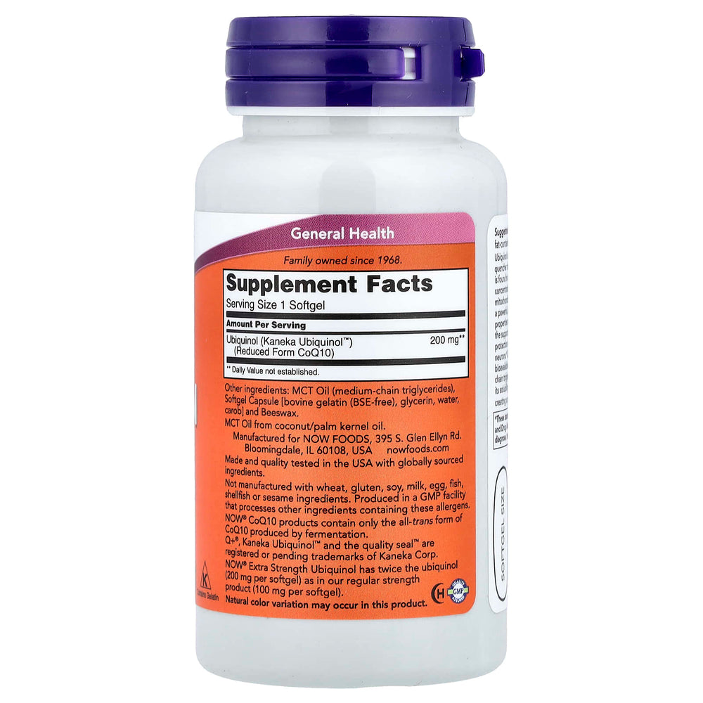 Now Foods Ubiquinol produktetikett detalj