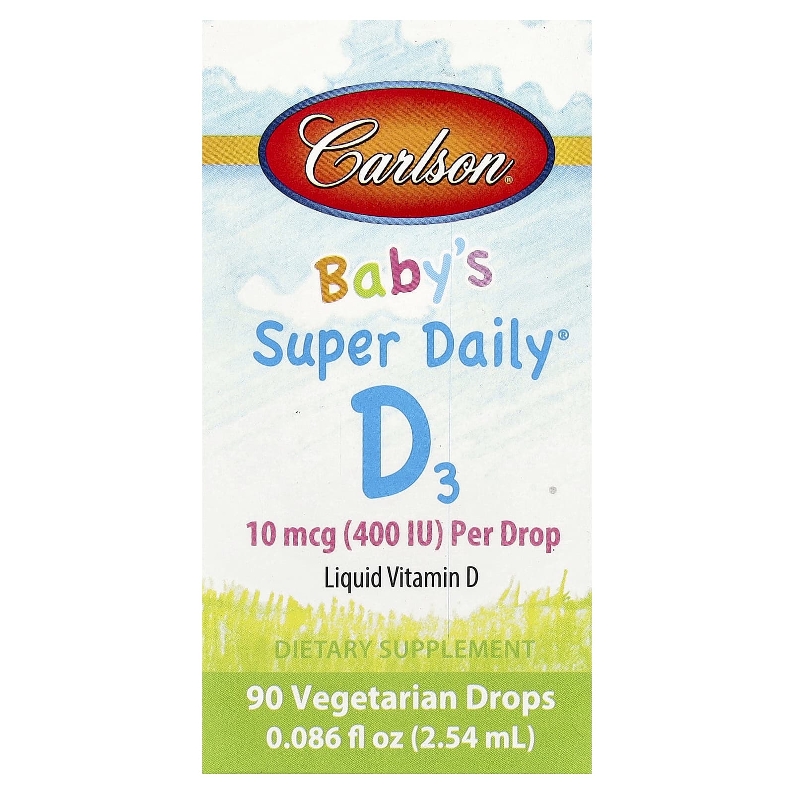 Baby's Super Daily D3 baksida med näringsfakta