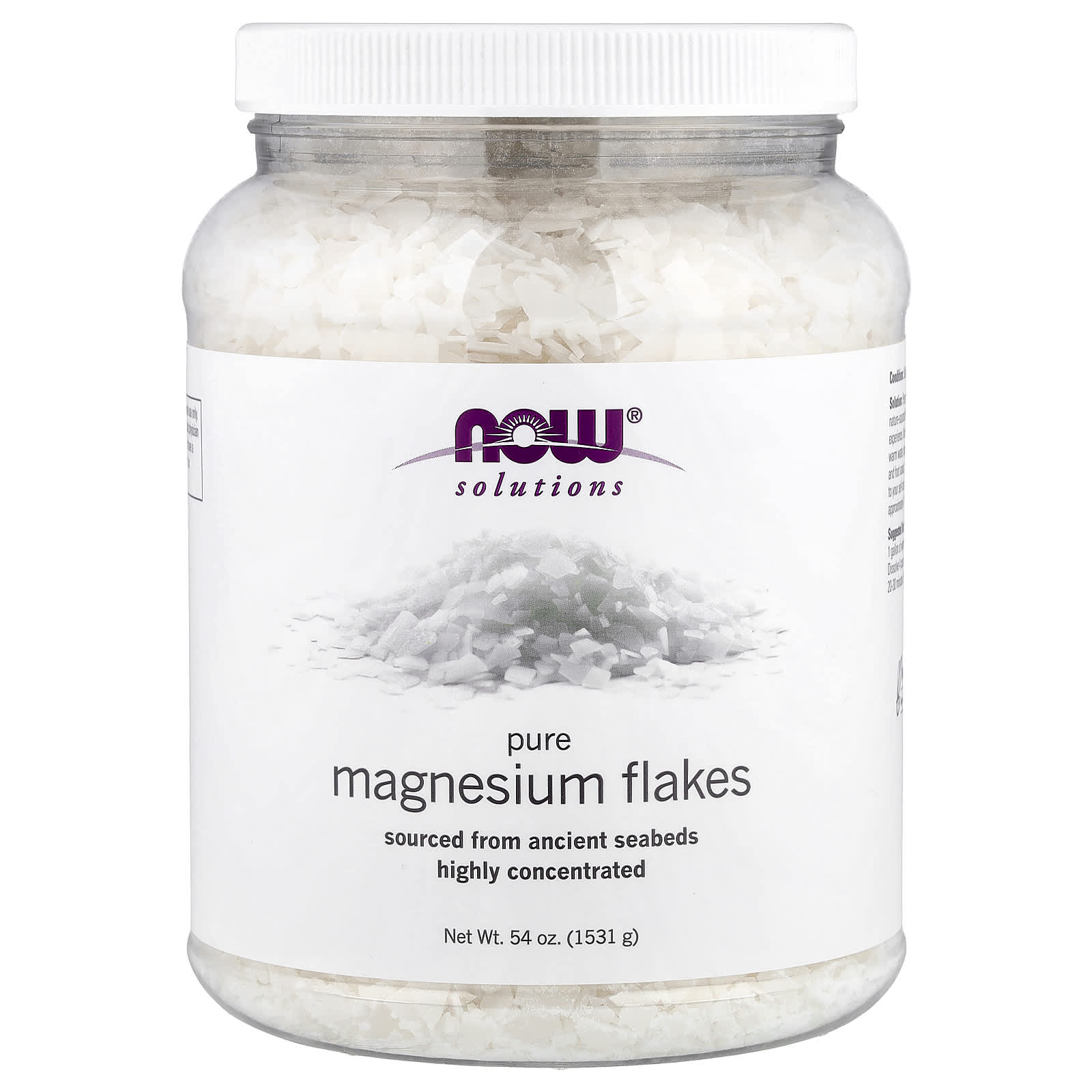 NOW Foods Magnesium Flakes baksida näringsfakta