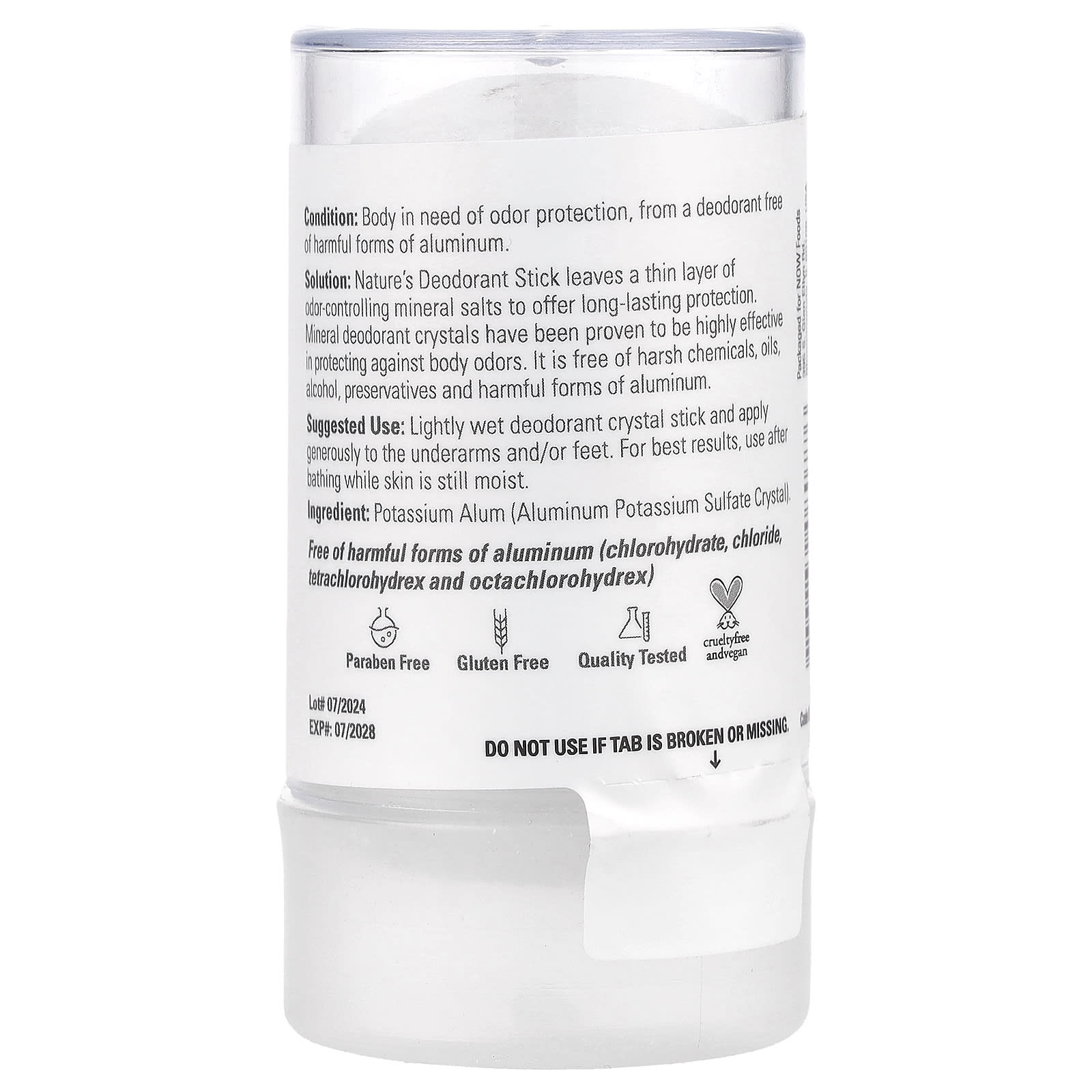 NOW Foods - Nature'S Deodorant Stick - 4.25oz (120g)