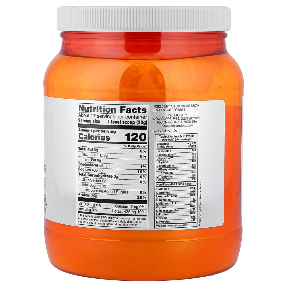 NOW Foods Chicken Bone Broth näringsfakta-etikett