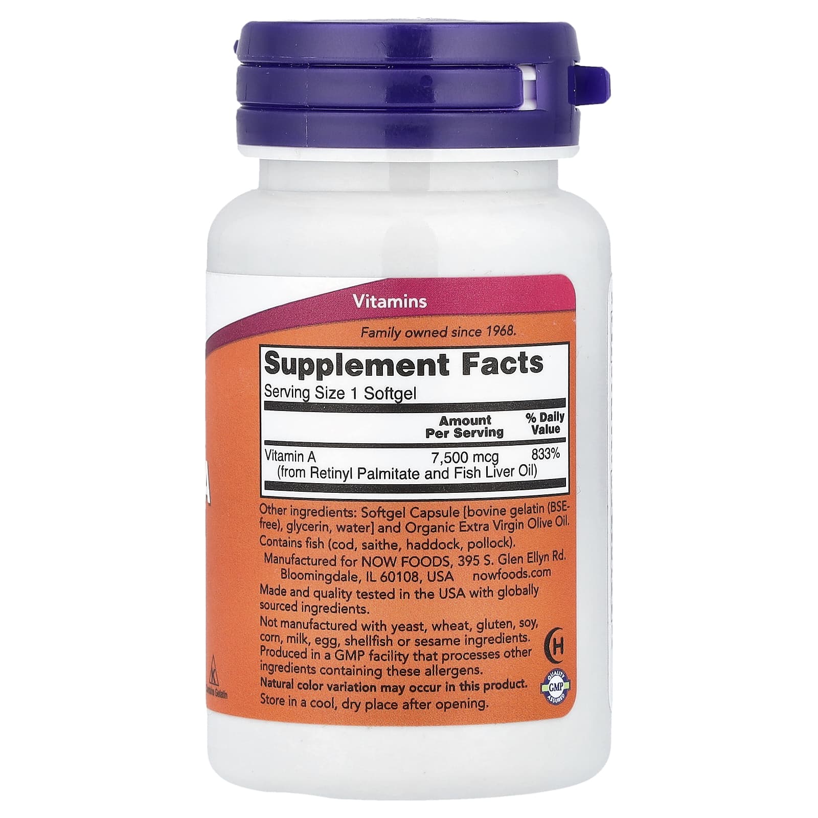 Now Foods Vitamin A 25,000IU doseringsanvisning