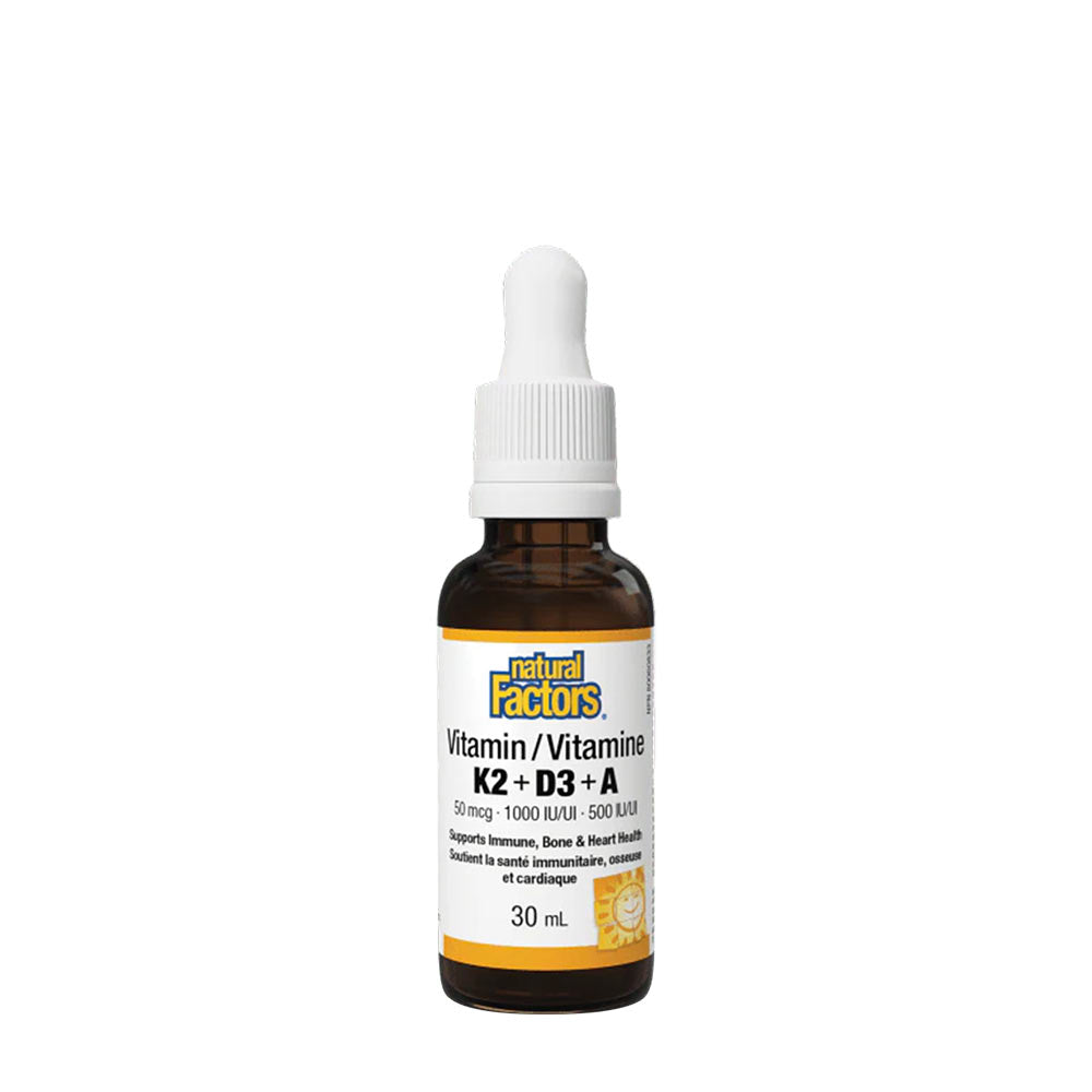 Natural Factors - K2+D3+A 50mcg/1000IU/500IU - 30ml