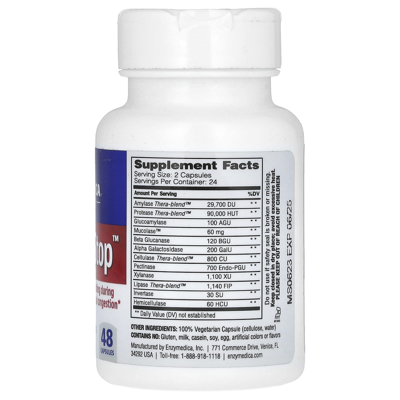 Enzymedica Mucostop ingredienser lista