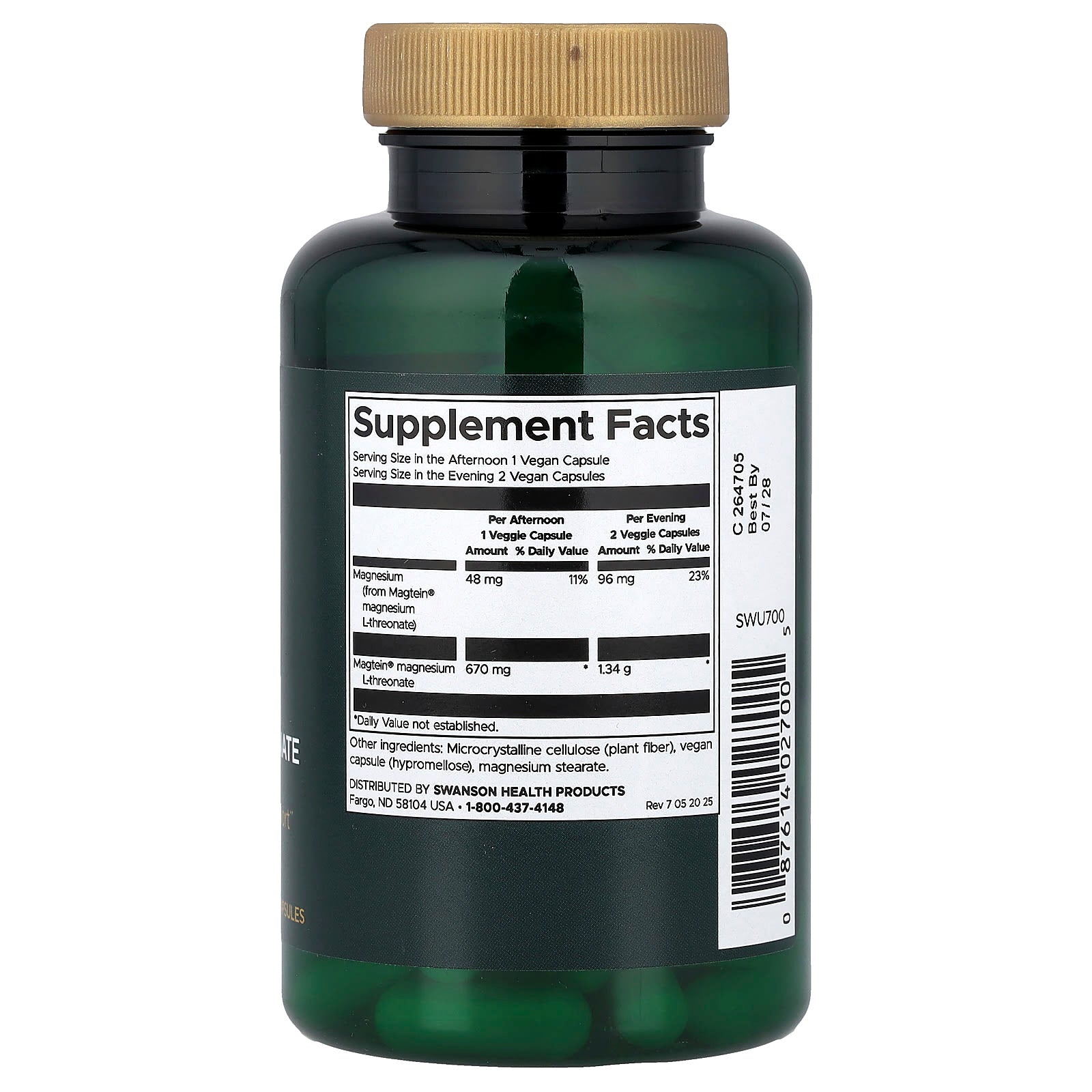 Swanson L-Threonate Magnesium ingredienser etikett