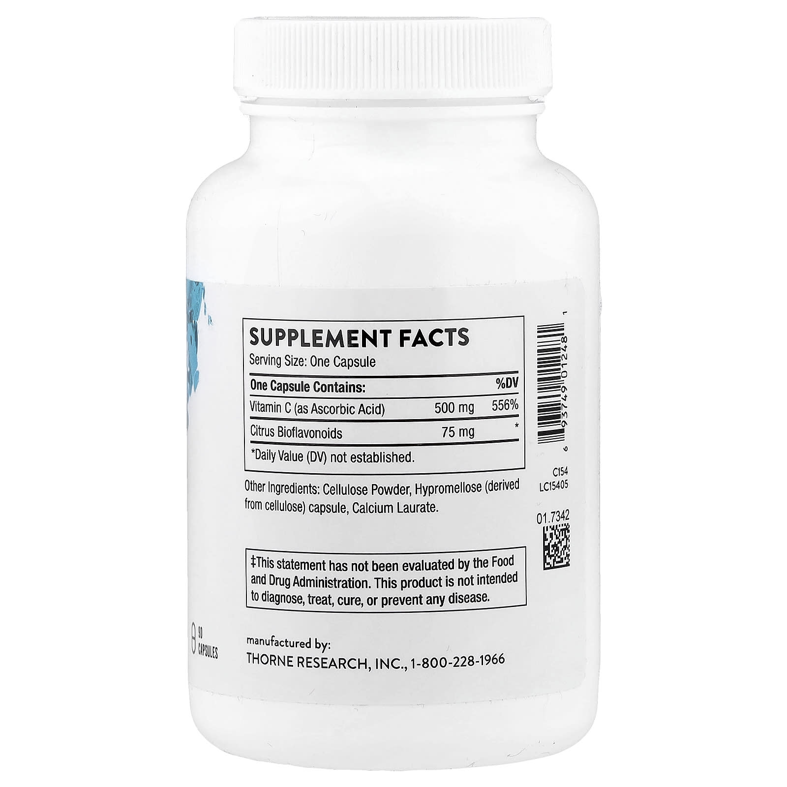 Thorne Vitamin C With Flavonoids näringsfakta-etikett