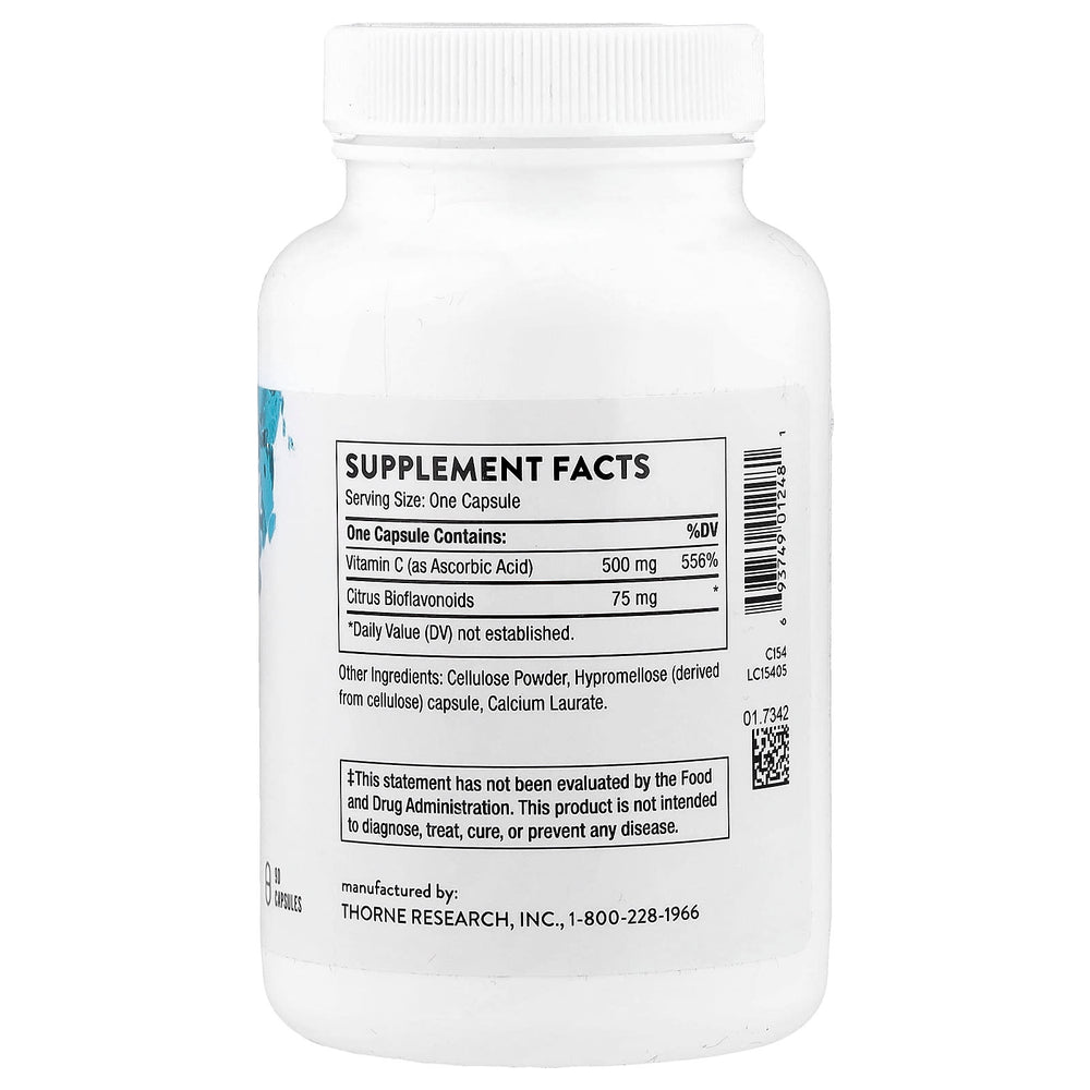 Thorne Vitamin C With Flavonoids näringsfakta-etikett
