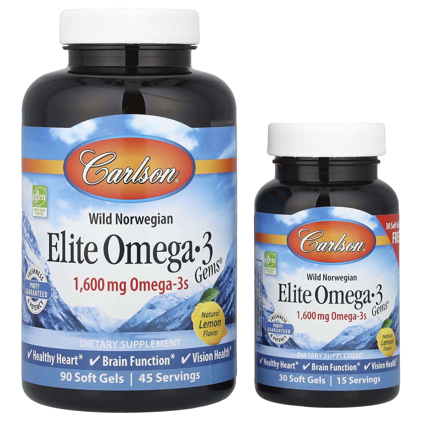 Omega-3 Gems Naturlig Citron baksida näringsfakta