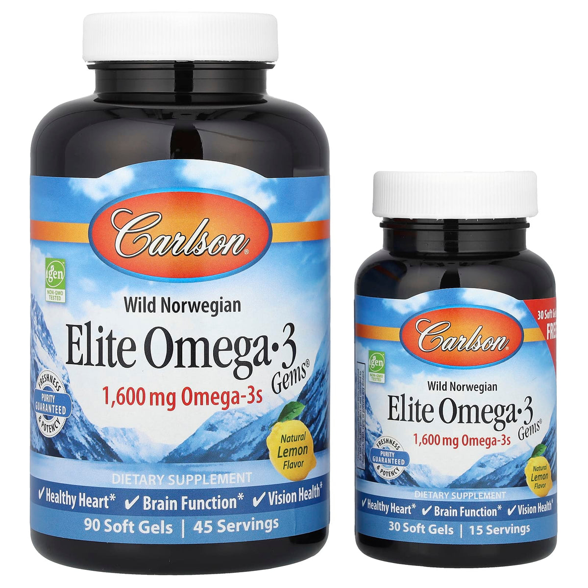 Omega-3 Gems Naturlig Citron baksida näringsfakta