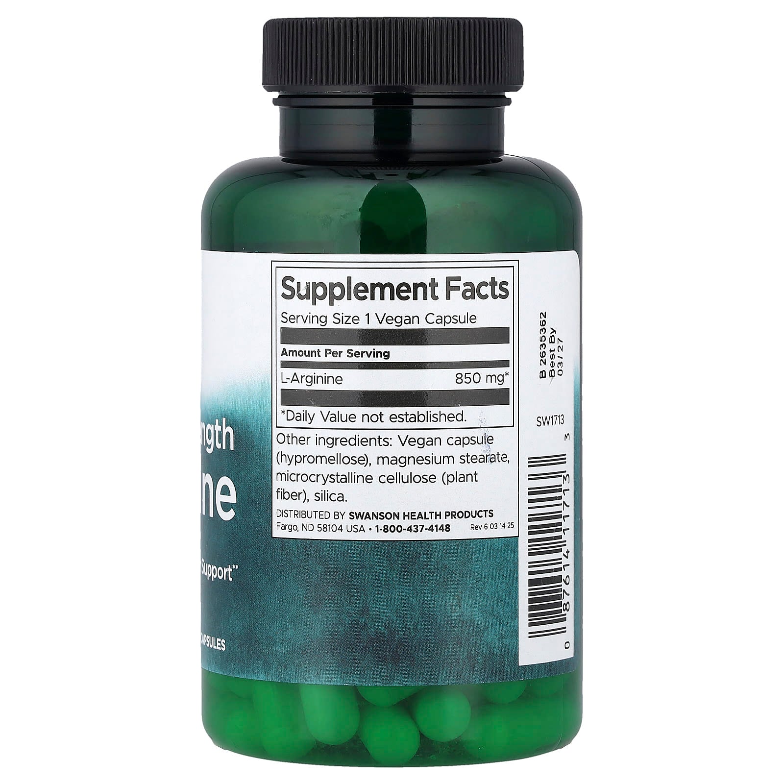 Swanson L-Arginine näringsfakta och ingredienser