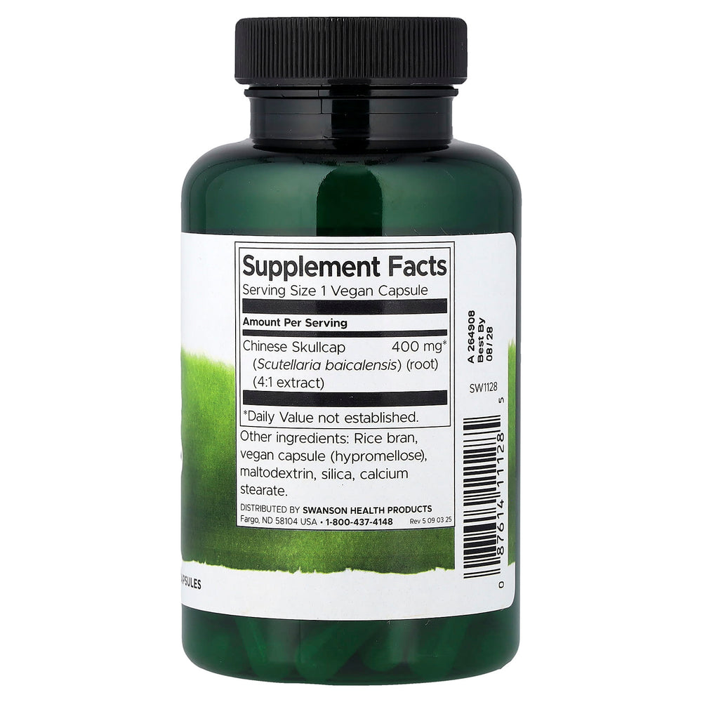 Swanson Chinese Skullcap ingredienser etikett